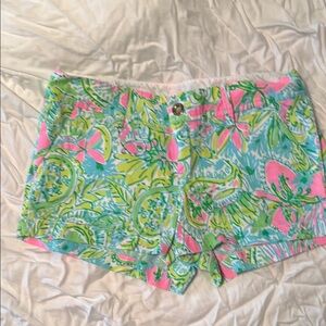 Lilly Pulitzer Pink and Green Bermuda Shorts Vibrant Resort Style